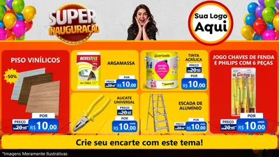 Modelo de TV para TV Horizontal com o tema Super Inauguração para Material para Construção