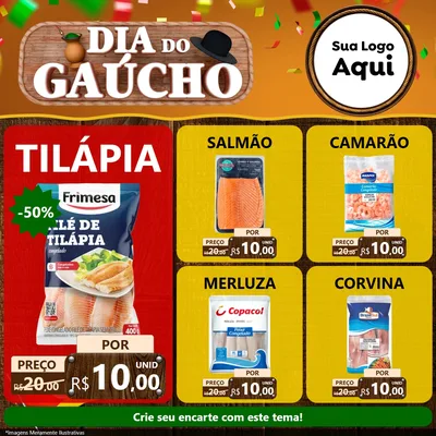 Modelo de Rede Social para Feed Facebook com o tema Dia do Gaúcho para Peixaria