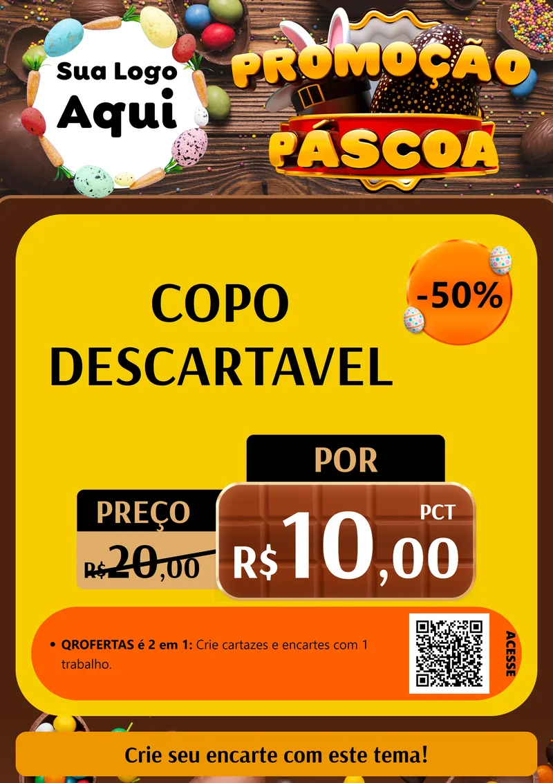 Modelo de Cartaz para Cartaz A4 Vertical com o tema Promoção Páscoa para Embalagens