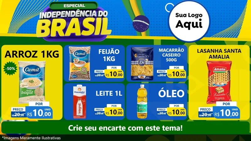 Modelo de TV para TV Horizontal com o tema Especial Independência do Brasil para Supermercado