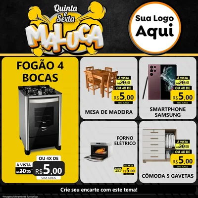 Modelo de Rede Social para Feed Facebook com o tema Quinta e Sexta Maluca para Móveis e Eletro