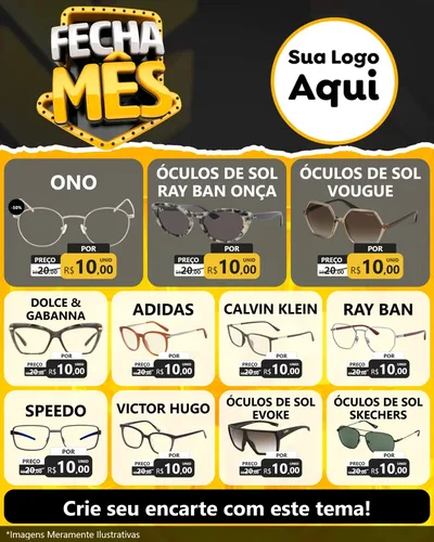 Modelo de Rede Social para Feed Instagram com o tema Fecha Mês para Óticas