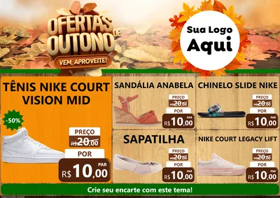 Modelo de Encarte para Encarte A4 Horizontal com o tema Ofertas de Outono - Vem, Aproveite! para Calçados