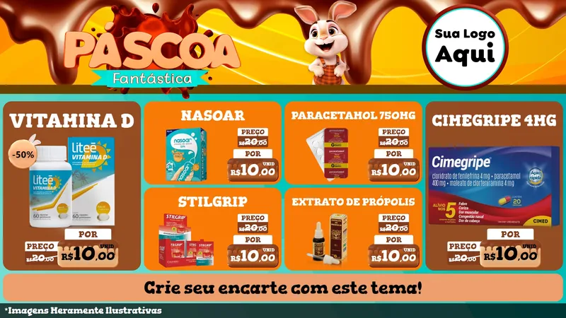 Modelo de TV para TV Horizontal com o tema Páscoa Fantástica para Farmácia