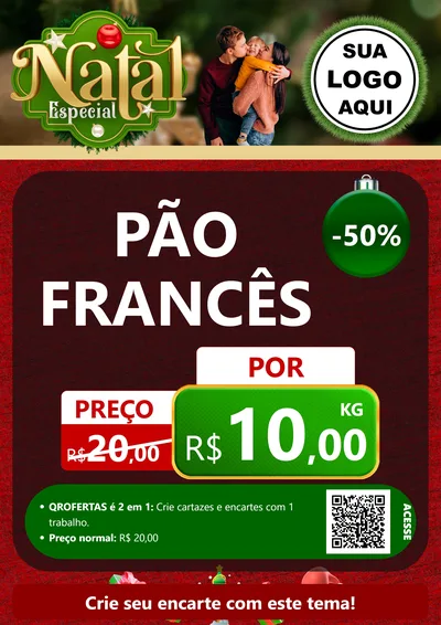 Modelo de Cartaz para Cartaz A4 Vertical com o tema Natal Especial para Padaria