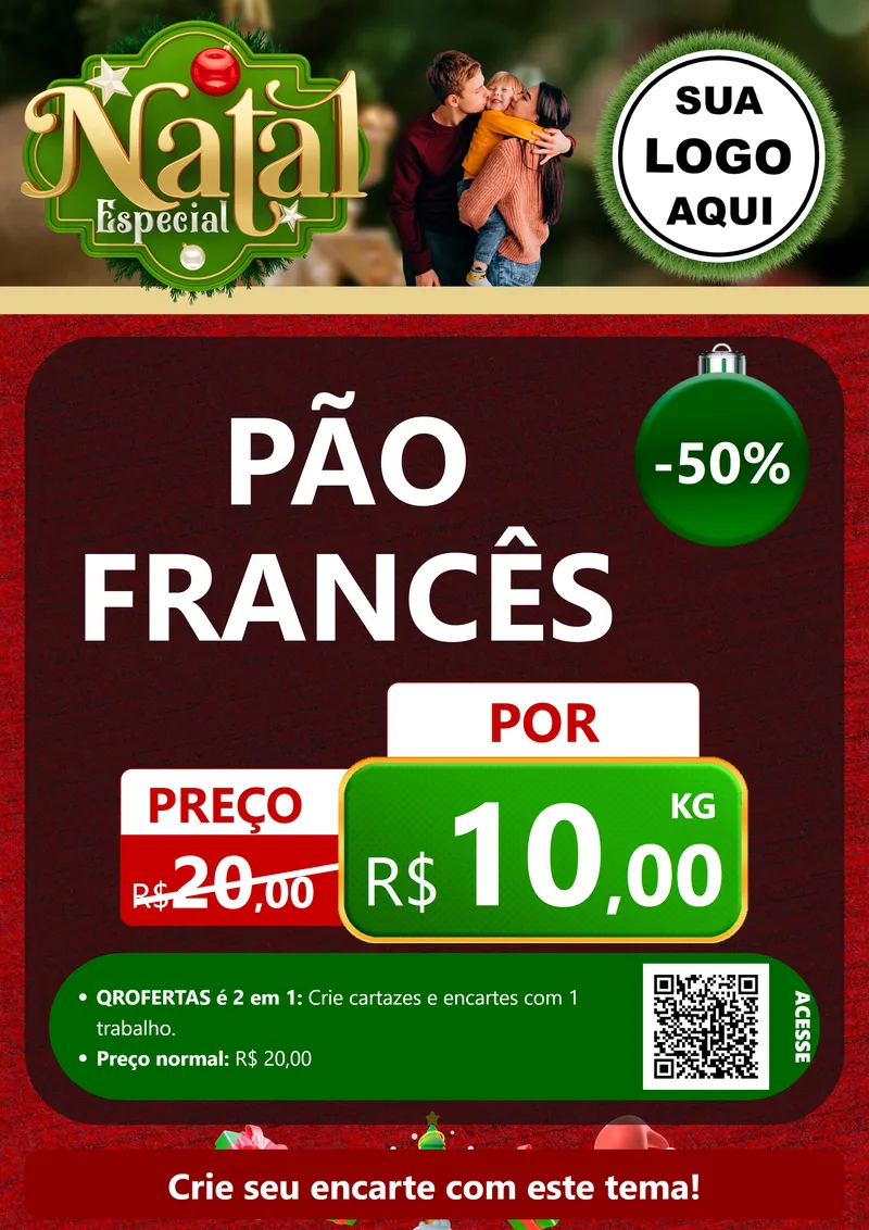 Modelo de Cartaz para Cartaz A4 Vertical com o tema Natal Especial para Padaria