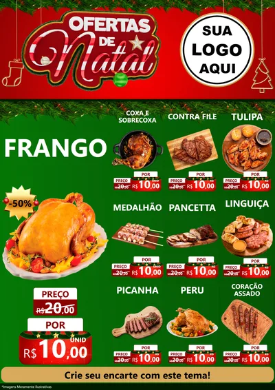 Modelo de Encarte para Encarte A4 Vertical com o tema Ofertas de Natal para Assados