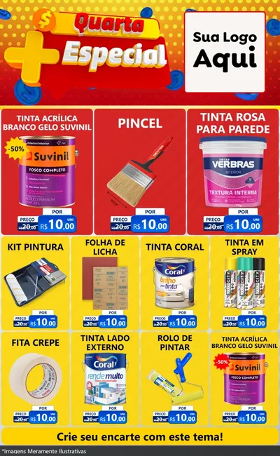 Modelo de Encarte para Encarte Grande com o tema Quarta Mais Especial para Tintas e Ferramentas