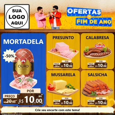 Modelo de Rede Social para Feed Facebook com o tema Ofertas de Fim de Ano para Frios e Laticínios