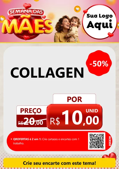 Modelo de Cartaz para Cartaz A4 Vertical com o tema Semana das Mães para Suplementos alimentares