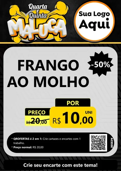 Modelo de Cartaz para Cartaz A4 Vertical com o tema Quarta e Quinta Maluca para Restaurante