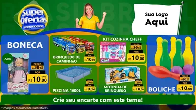 Modelo de TV para TV Horizontal com o tema Super Ofertas de Independência para Brinquedos