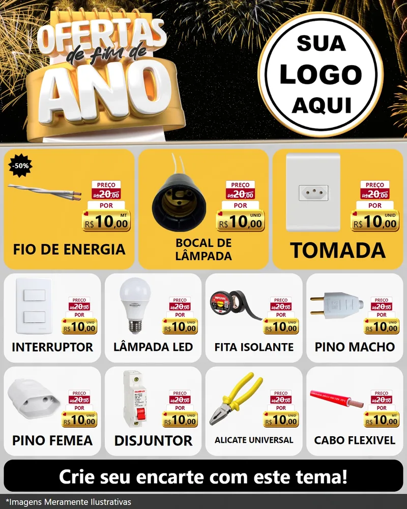 Modelo de Rede Social para Feed Instagram com o tema Ofertas de Fim de Ano para Materiais Elétricos