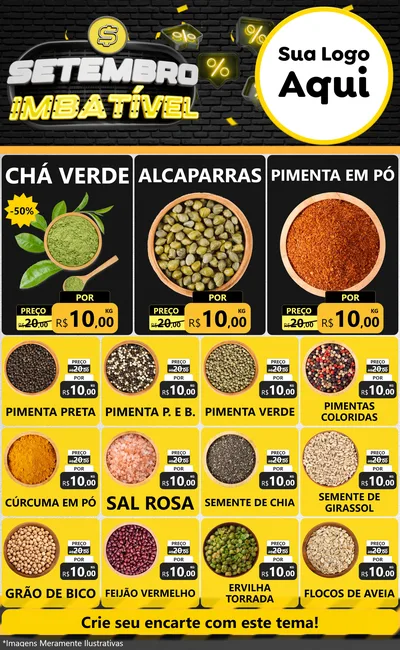 Modelo de Encarte para Encarte Grande com o tema Setembro Imbatível para Produtos Naturais