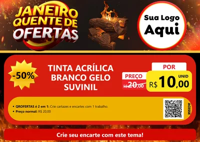Modelo de Cartaz para Cartaz A4 Horizontal com o tema Janeiro Quente de Ofertas para Tintas e Ferramentas