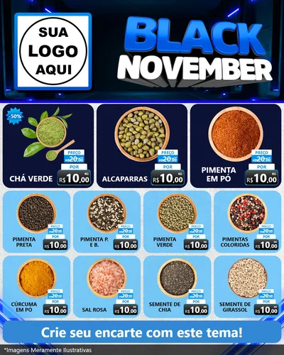 Modelo de Rede Social para Feed Instagram com o tema Black November para Produtos Naturais