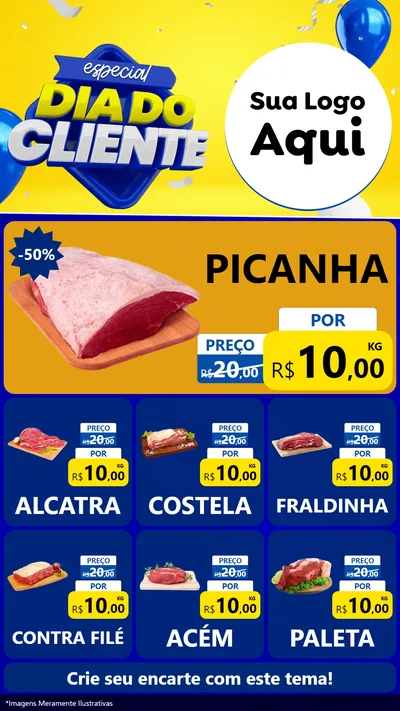 Modelo de Rede Social para Stories com o tema Especial Dia do Cliente para Açougue