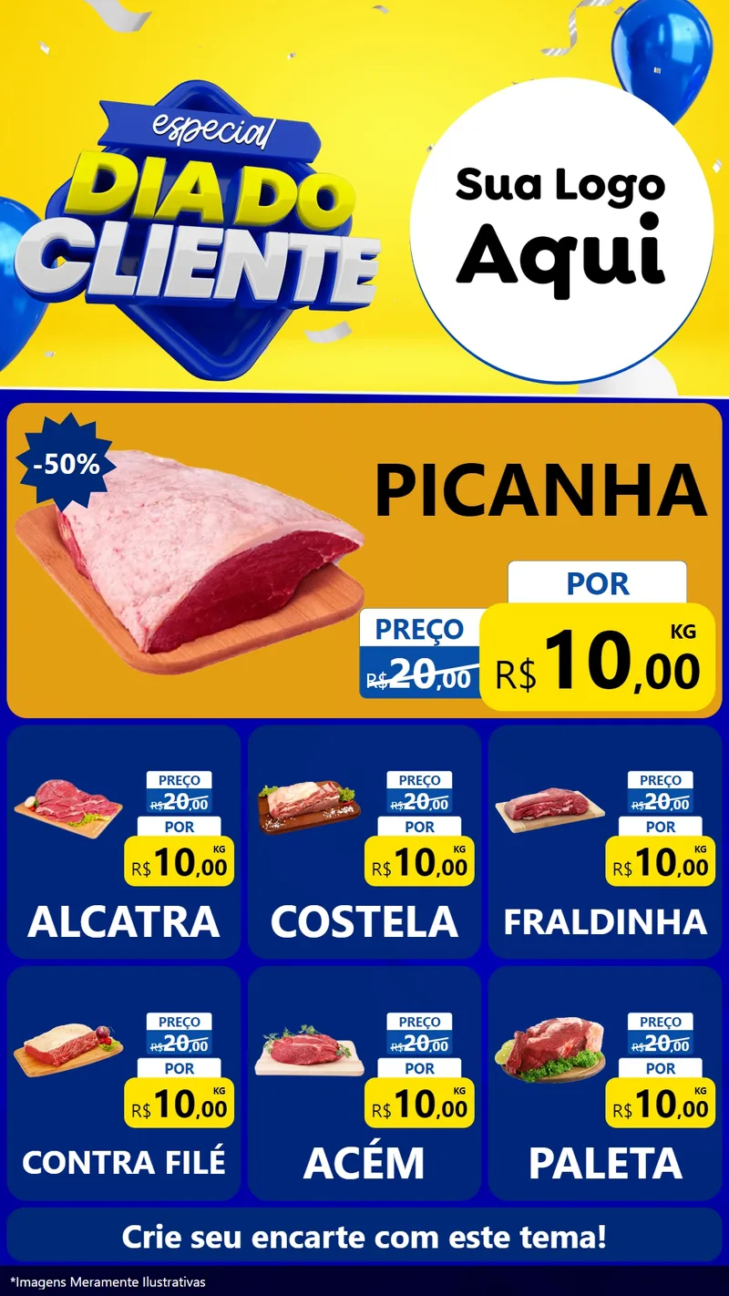 Modelo de Rede Social para Stories com o tema Especial Dia do Cliente para Açougue
