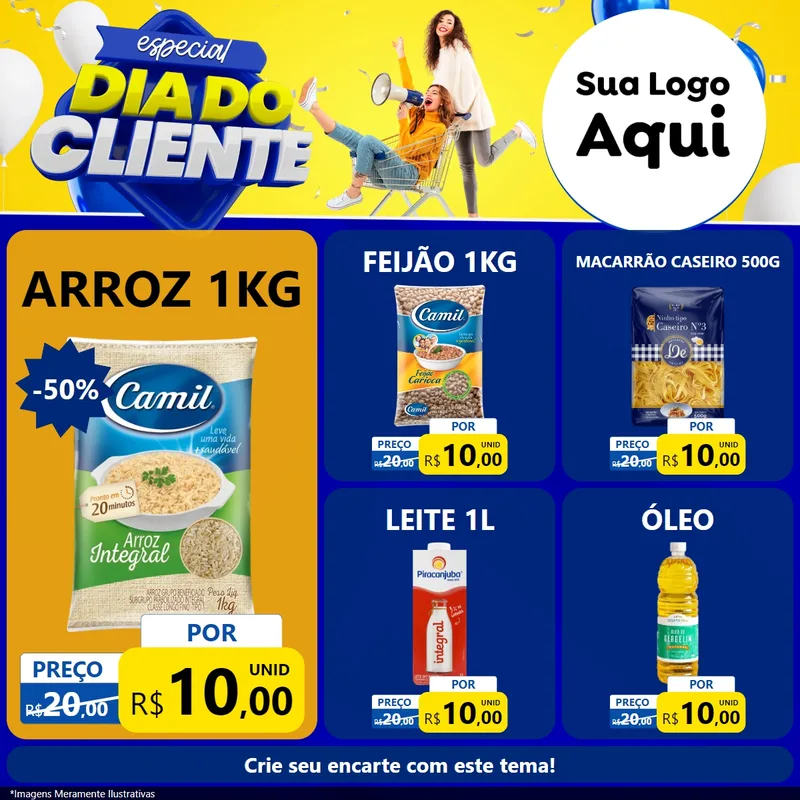 Modelo de Rede Social para Feed Facebook com o tema Especial Dia do Cliente para Supermercado