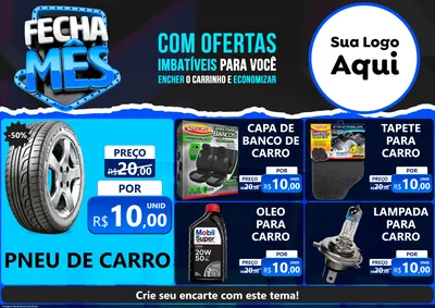 Modelo de Encarte para Encarte A4 Horizontal com o tema Fecha Mês para Auto peças