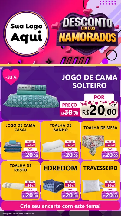 Modelo de Rede Social para Stories com o tema Desconto Dia dos Namorados para Cama, Mesa e Banho