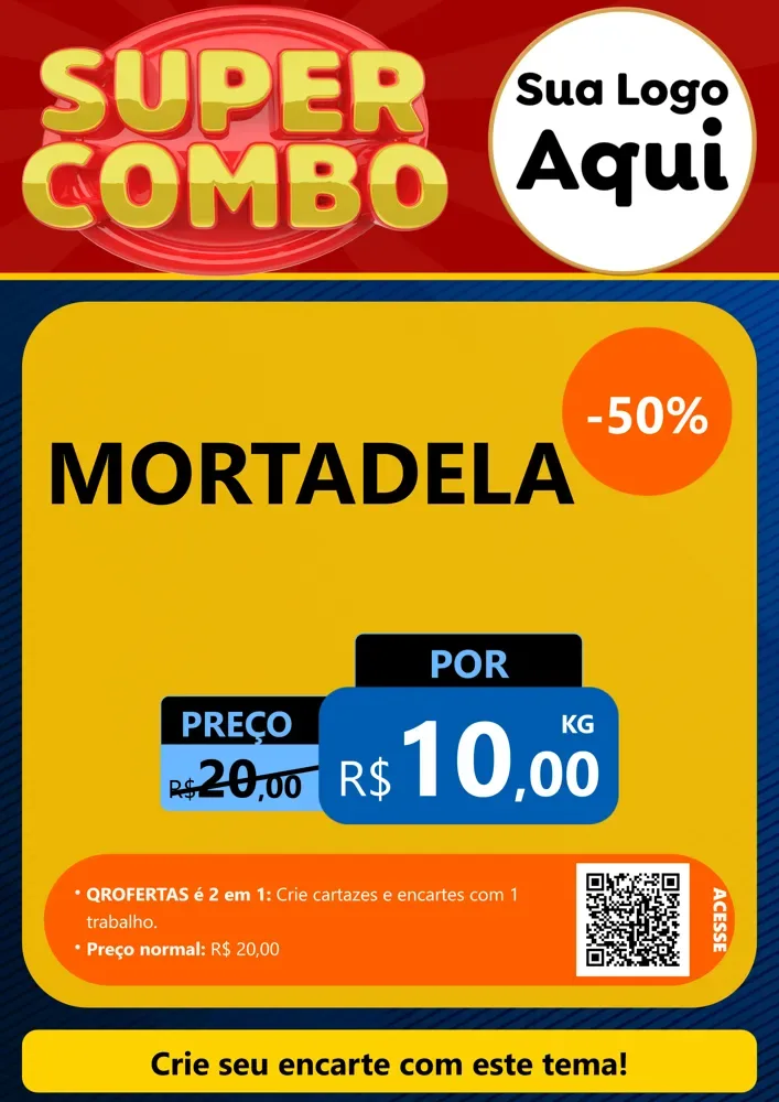 Modelo de Cartaz para Cartaz A4 Vertical com o tema Super Combo para Frios e Laticínios