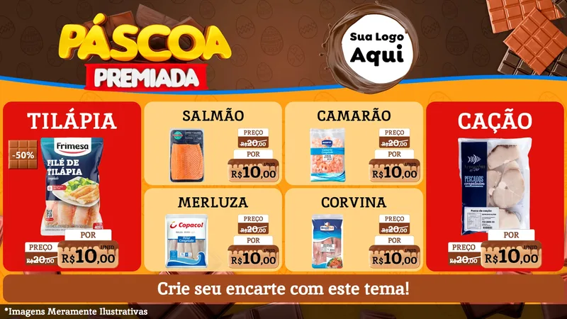 Modelo de TV para TV Horizontal com o tema Páscoa Premiada para Peixaria