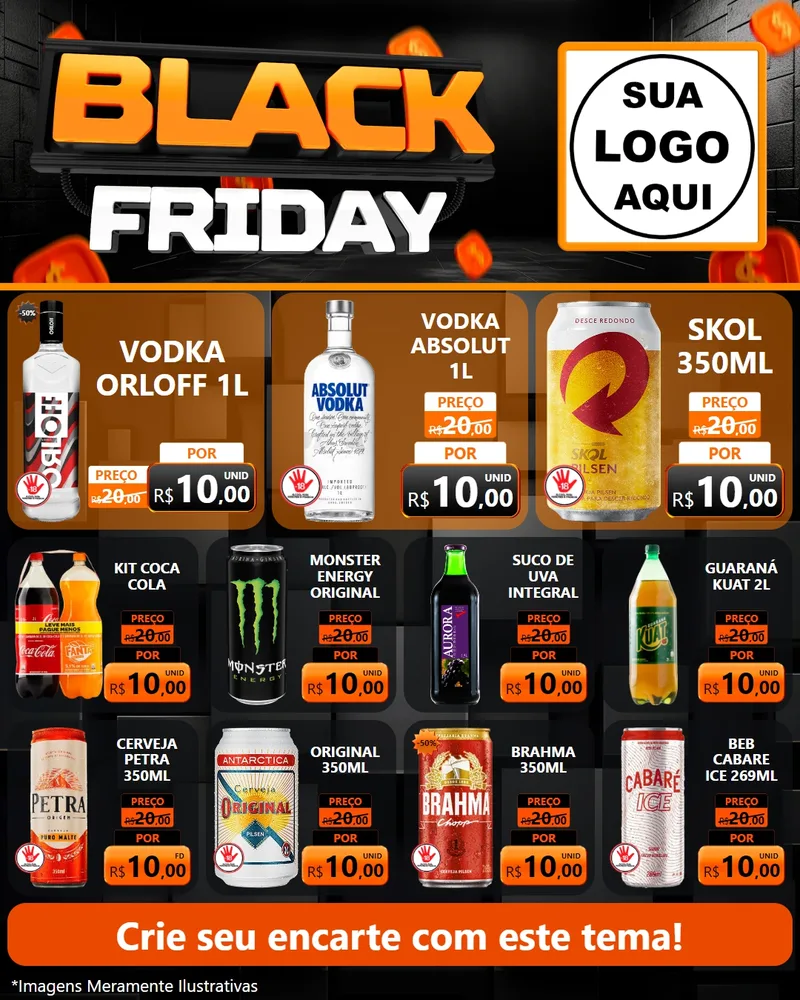 Modelo de Rede Social para Feed Instagram com o tema Black Friday para Distribuidora de bebidas