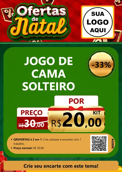 Modelo de Cartaz para Cartaz A4 Vertical com o tema Ofertas de Natal para Cama, Mesa e Banho
