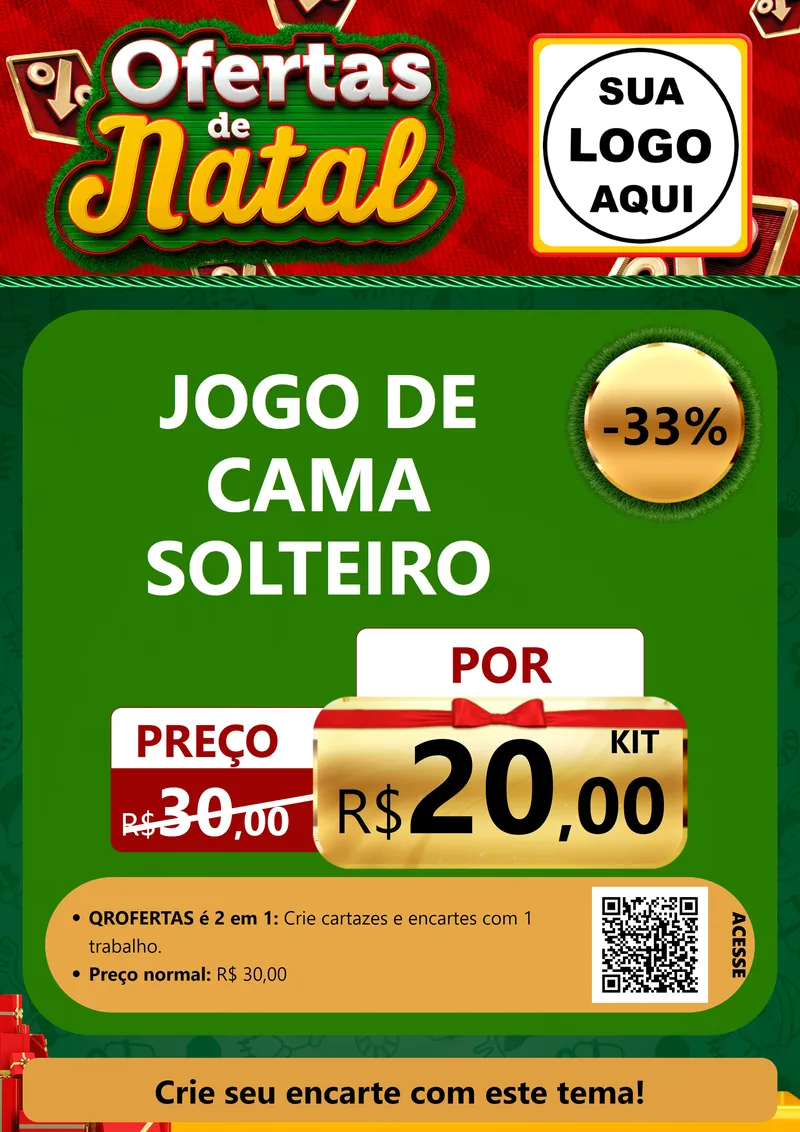 Modelo de Cartaz para Cartaz A4 Vertical com o tema Ofertas de Natal para Cama, Mesa e Banho