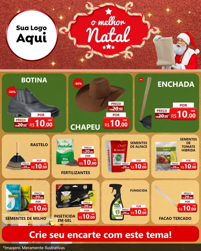 Modelo de Rede Social para Feed Instagram com o tema O Melhor Natal para Agropecuária