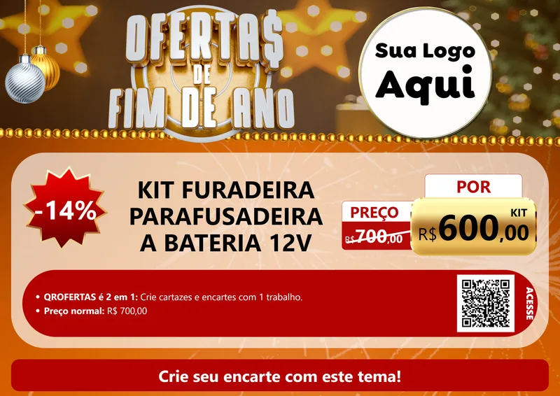 Modelo de Cartaz para Cartaz A4 Horizontal com o tema Ofertas de Fim de Ano para Maquinas e Ferramentas