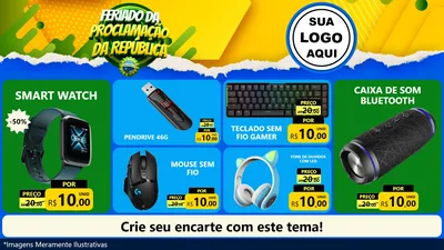 Modelo de TV para TV Horizontal com o tema Feriado da Proclamação da República para Informática
