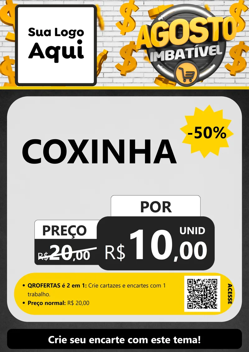Modelo de Cartaz para Cartaz A4 Vertical com o tema Agosto imbatível para Salgadaria
