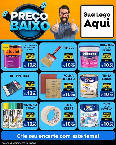 Modelo de Rede Social para Feed Instagram com o tema Preço Baixo para Tintas e Ferramentas