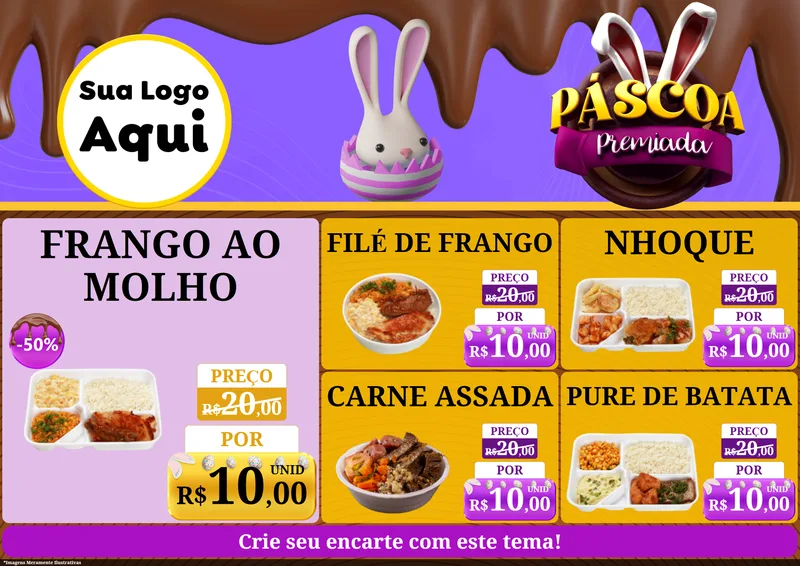 Modelo de Encarte para Encarte A4 Horizontal com o tema Páscoa Premiada para Restaurante