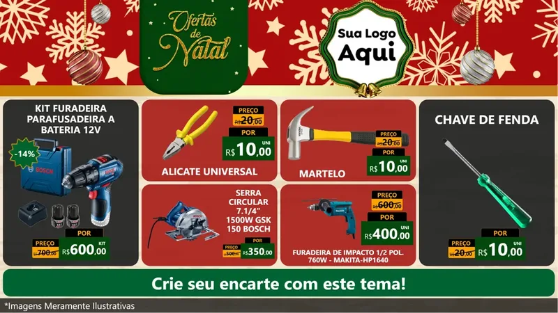 Modelo de TV para TV Horizontal com o tema Natal de Ofertas para Maquinas e Ferramentas