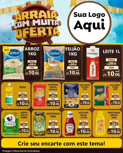 Modelo de Rede Social para Feed Instagram com o tema Ofertas de São João - Junina para Supermercado