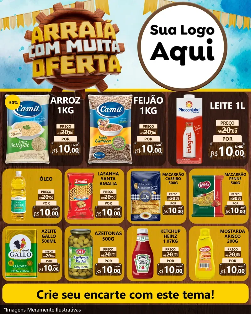 Modelo de Rede Social para Feed Instagram com o tema Ofertas de São João - Junina para Supermercado