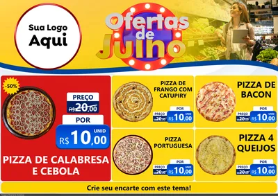 Modelo de Encarte para Encarte A4 Horizontal com o tema Ofertas de Julho para Pizzaria