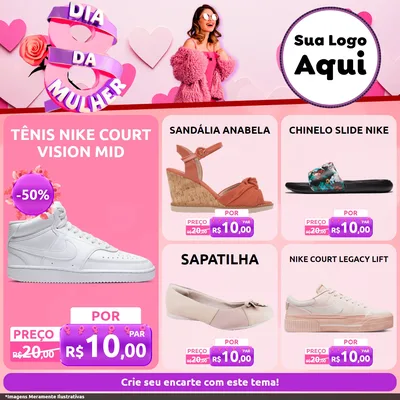 Modelo de Rede Social para Feed Facebook com o tema Dia da Mulher para Calçados