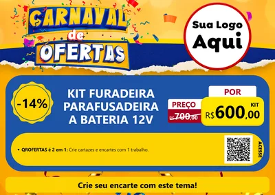 Modelo de Cartaz para Cartaz A4 Horizontal com o tema Carnaval de Ofertas para Maquinas e Ferramentas
