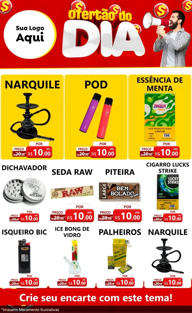 Modelo de Encarte para Encarte Grande com o tema Ofertão do dia para Tabacaria