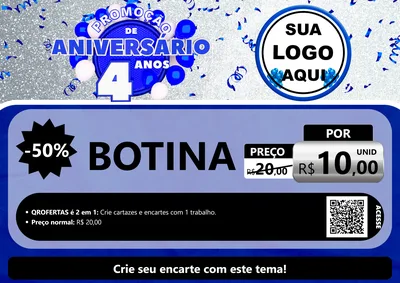 Modelo de Cartaz para Cartaz A4 Horizontal com o tema Promoção de Aniversário - 4 Anos para Agropecuária