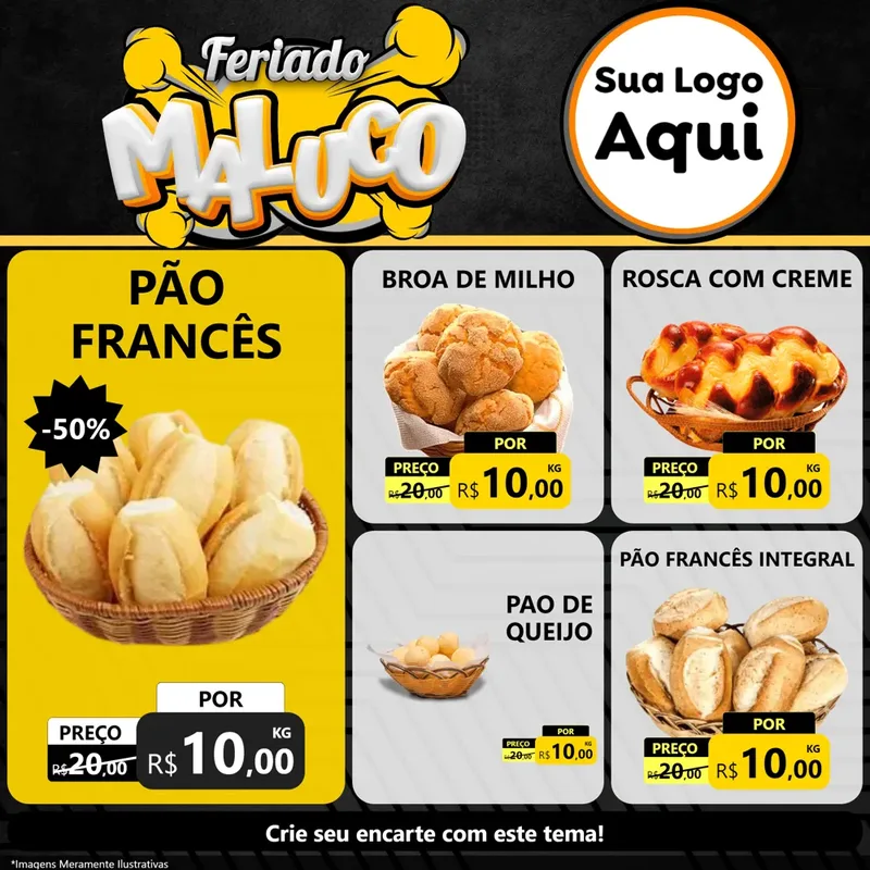 Modelo de Rede Social para Feed Facebook com o tema Feriado Maluco para Padaria