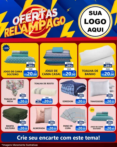 Modelo de Rede Social para Feed Instagram com o tema Ofertas Relâmpago para Cama, Mesa e Banho