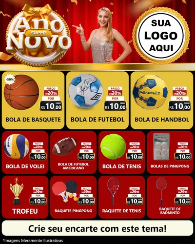 Modelo de Rede Social para Feed Instagram com o tema Super Ano Novo para Artigos Esportivos