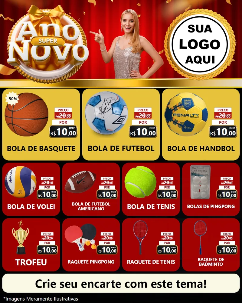 Modelo de Rede Social para Feed Instagram com o tema Super Ano Novo para Artigos Esportivos