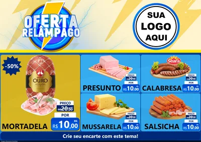 Modelo de Encarte para Encarte A4 Horizontal com o tema Oferta Relâmpago para Frios e Laticínios