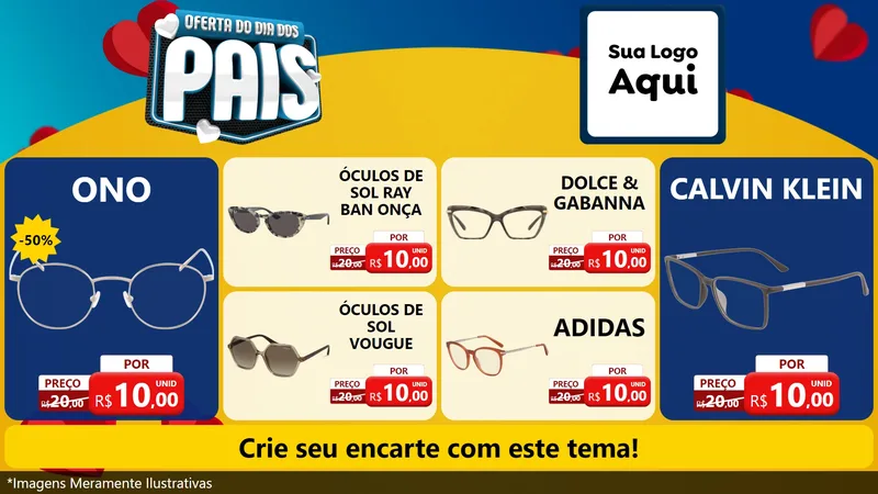 Modelo de TV para TV Horizontal com o tema Oferta Do Dia Dos Pais para Óticas